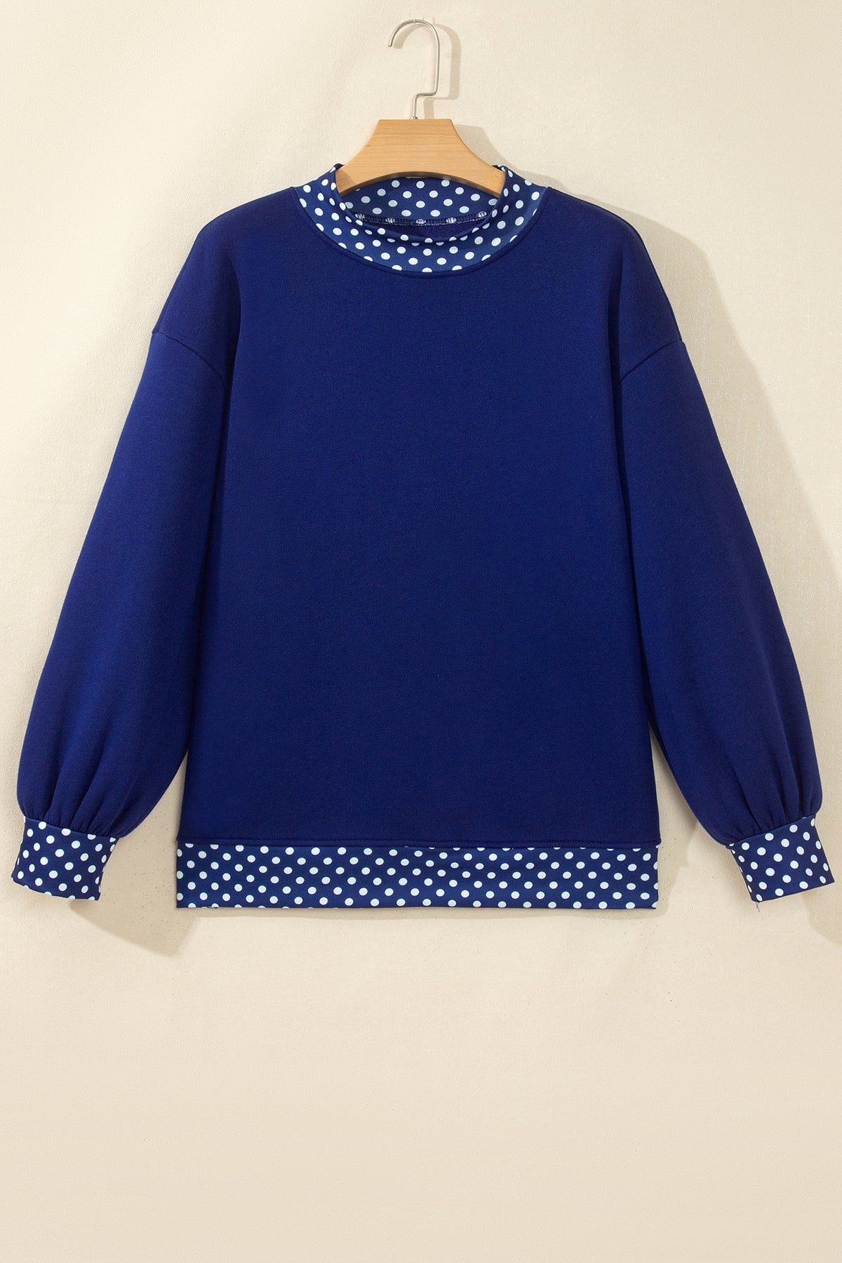 Orange Colorblock Polka Dot Contrast Trim Oversized Sweatshirt