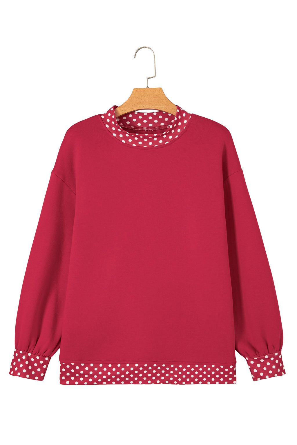 Orange Colorblock Polka Dot Contrast Trim Oversized Sweatshirt