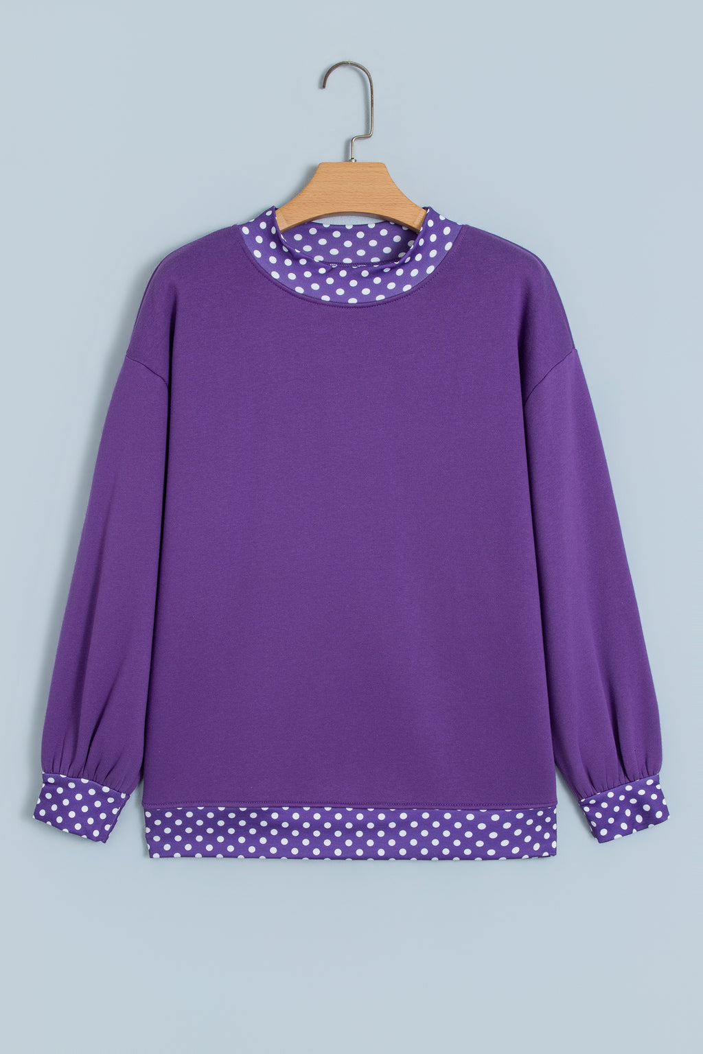 Orange Colorblock Polka Dot Contrast Trim Oversized Sweatshirt