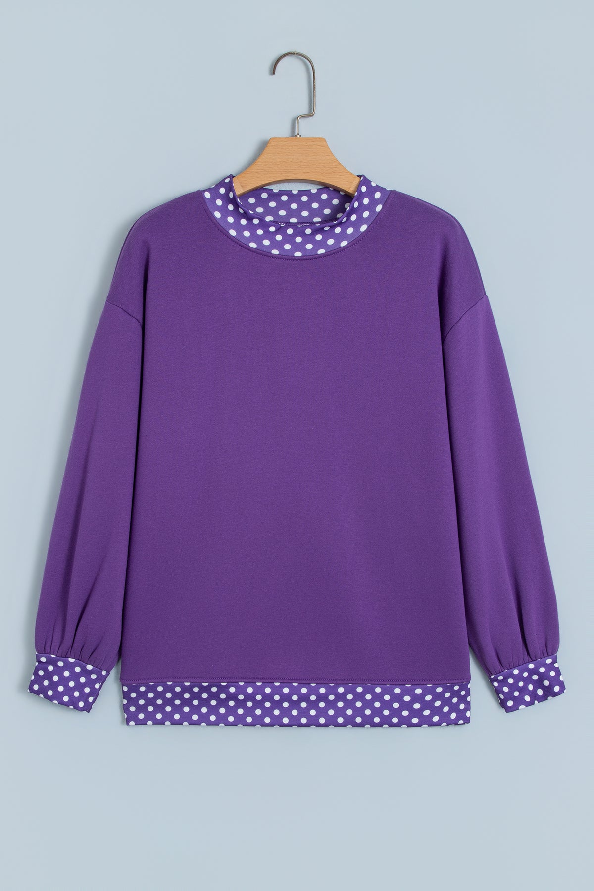 Orange Colorblock Polka Dot Contrast Trim Oversized Sweatshirt