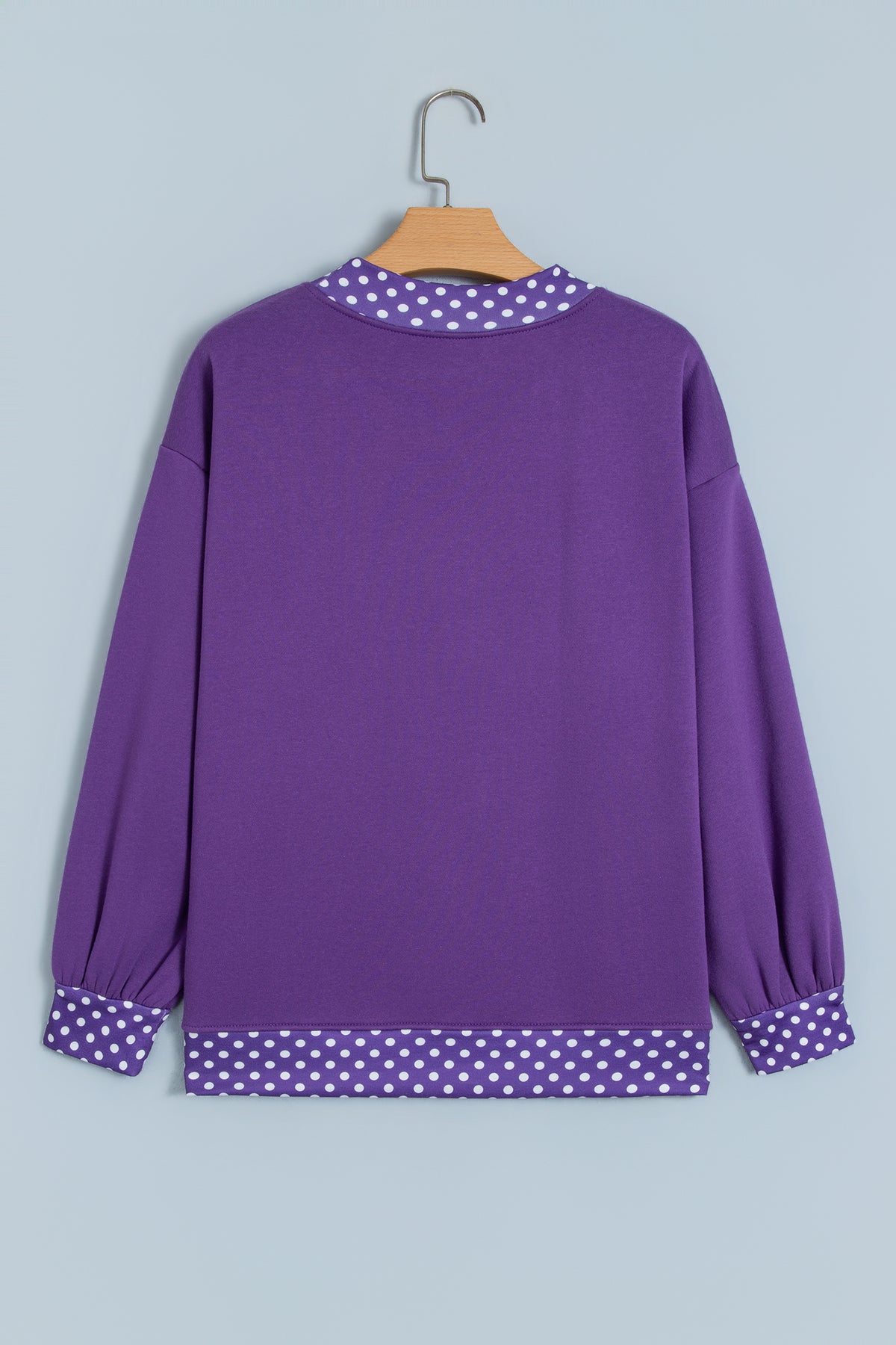 Orange Colorblock Polka Dot Contrast Trim Oversized Sweatshirt