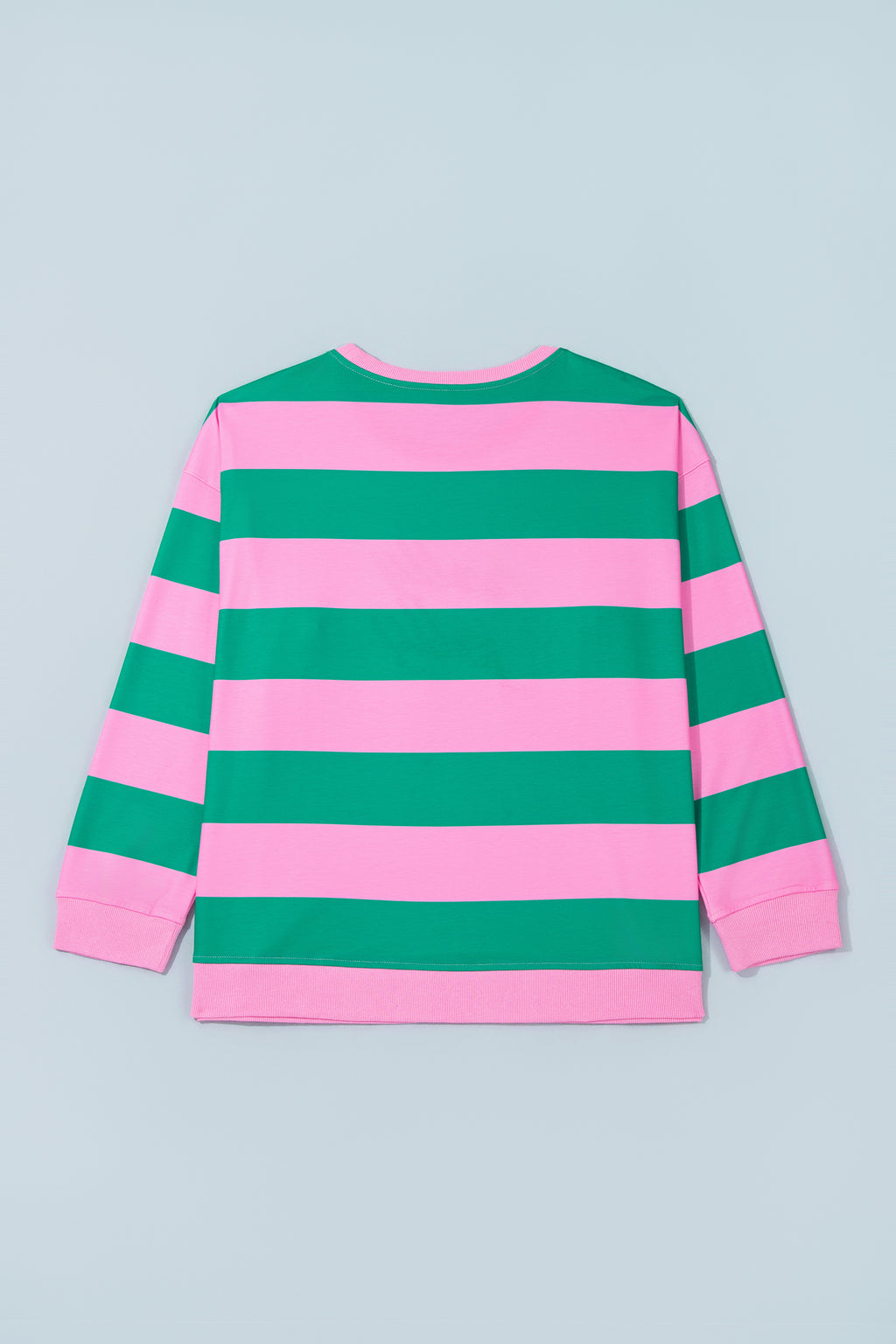 Green Stripe Festive Holly Jolly Printed Casual Plus Size Sweatshirt