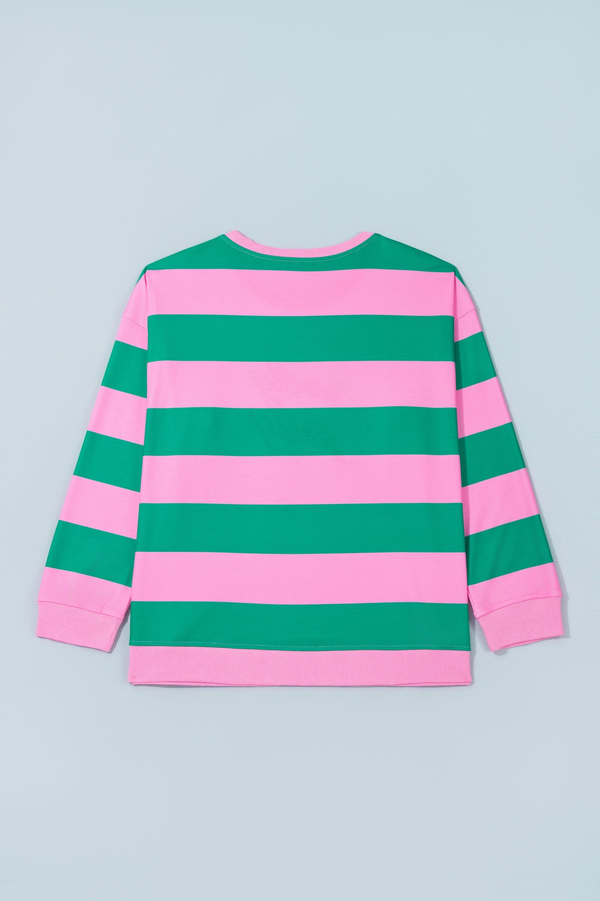 Green Stripe Festive Holly Jolly Printed Casual Plus Size Sweatshirt