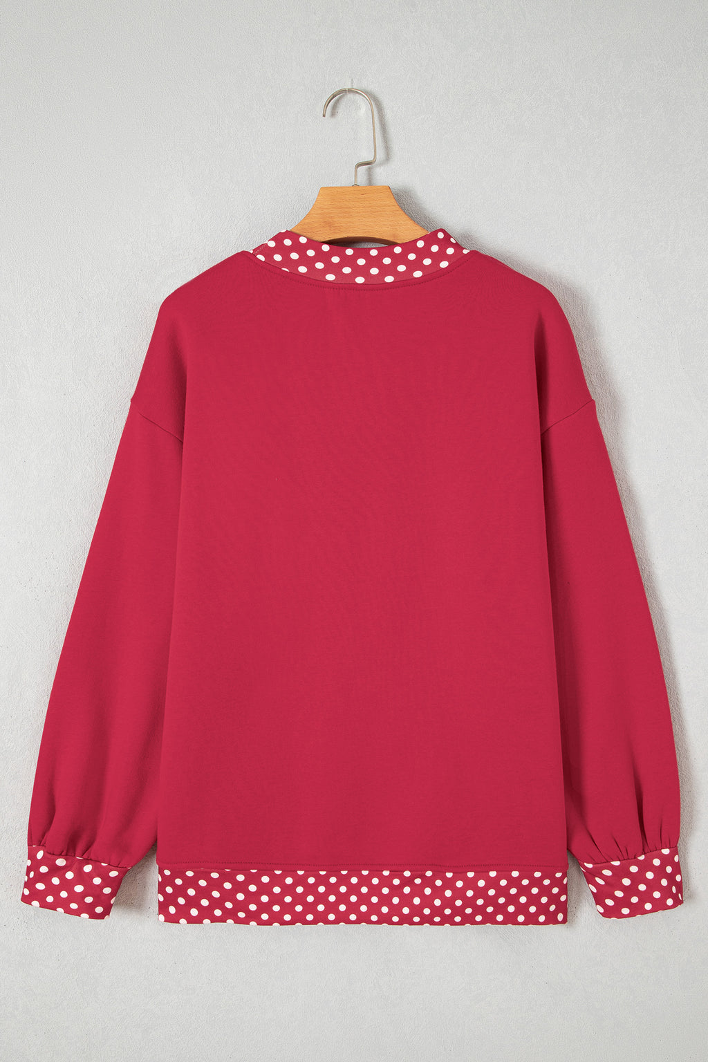 Orange Colorblock Polka Dot Contrast Trim Oversized Sweatshirt