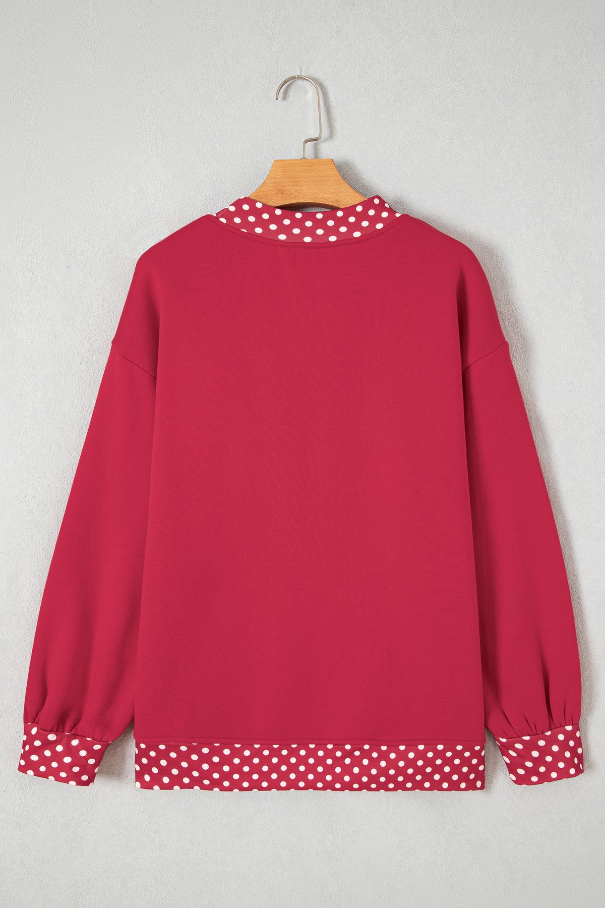 Orange Colorblock Polka Dot Contrast Trim Oversized Sweatshirt