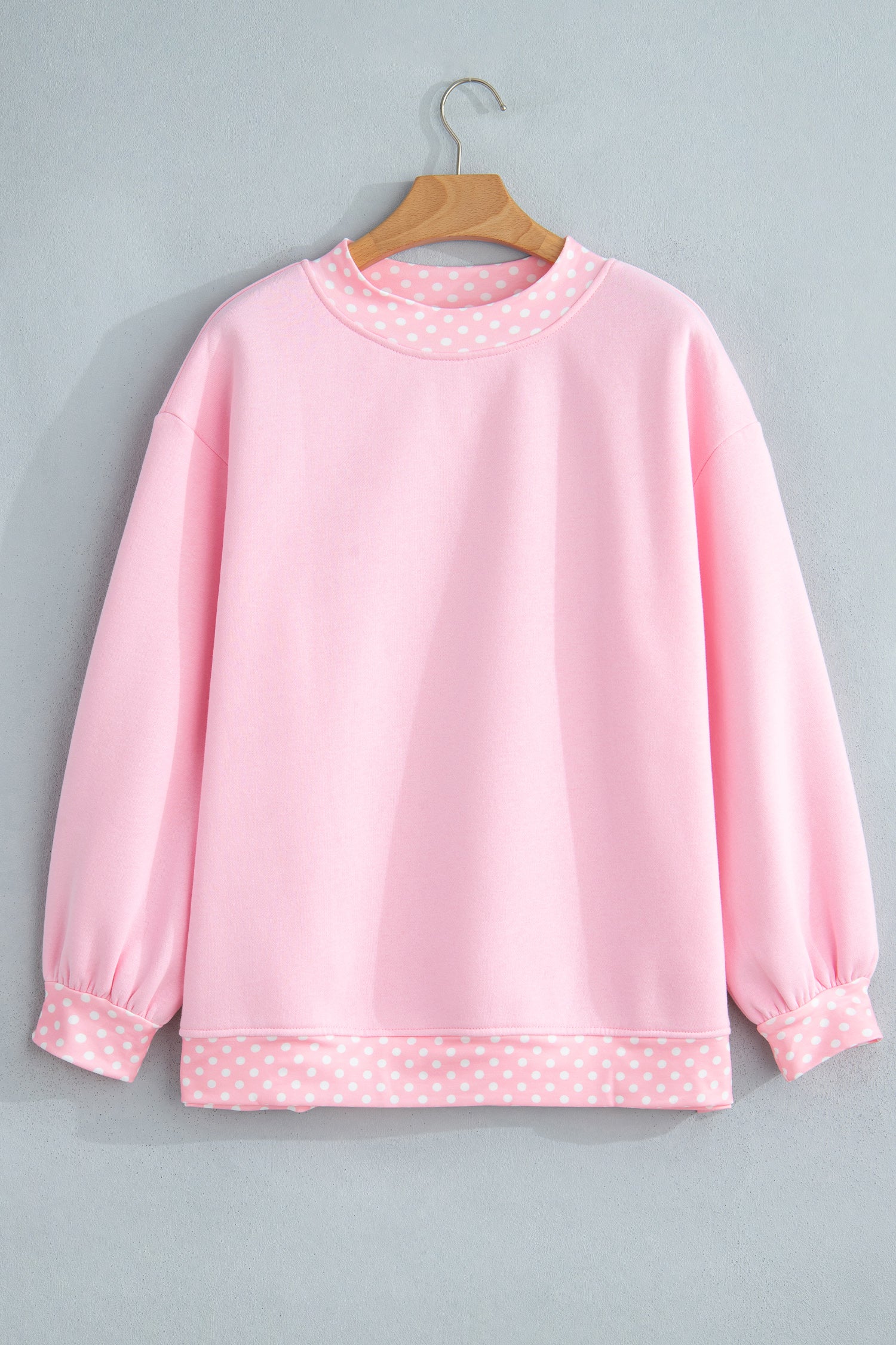 Orange Colorblock Polka Dot Contrast Trim Oversized Sweatshirt