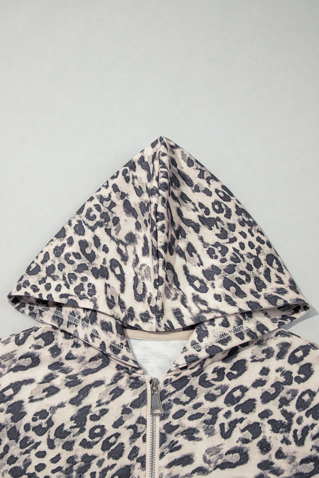 Multicolour Leopard Zip-Up Hooded Drawstring Pant Set