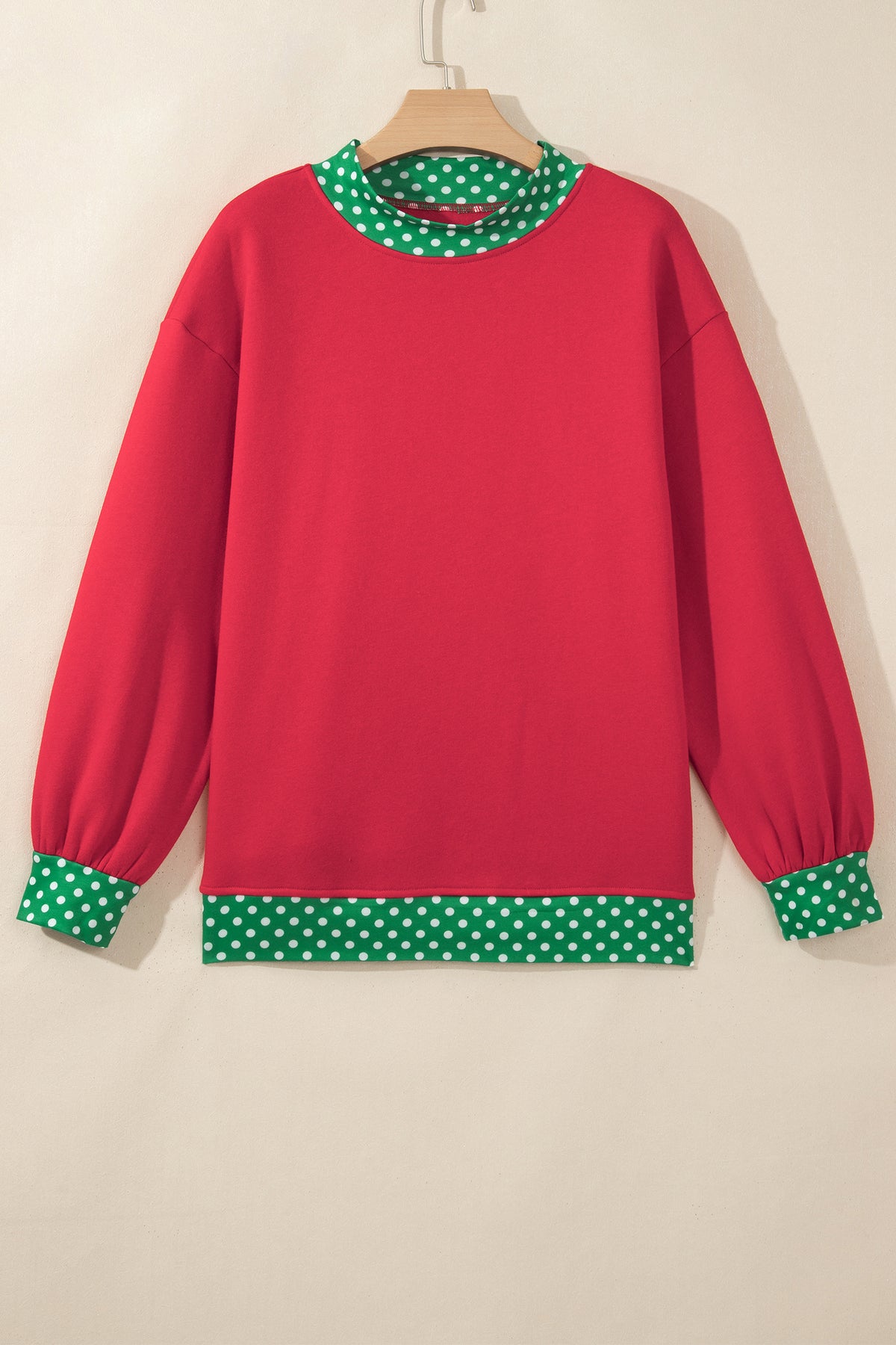 Orange Colorblock Polka Dot Contrast Trim Oversized Sweatshirt